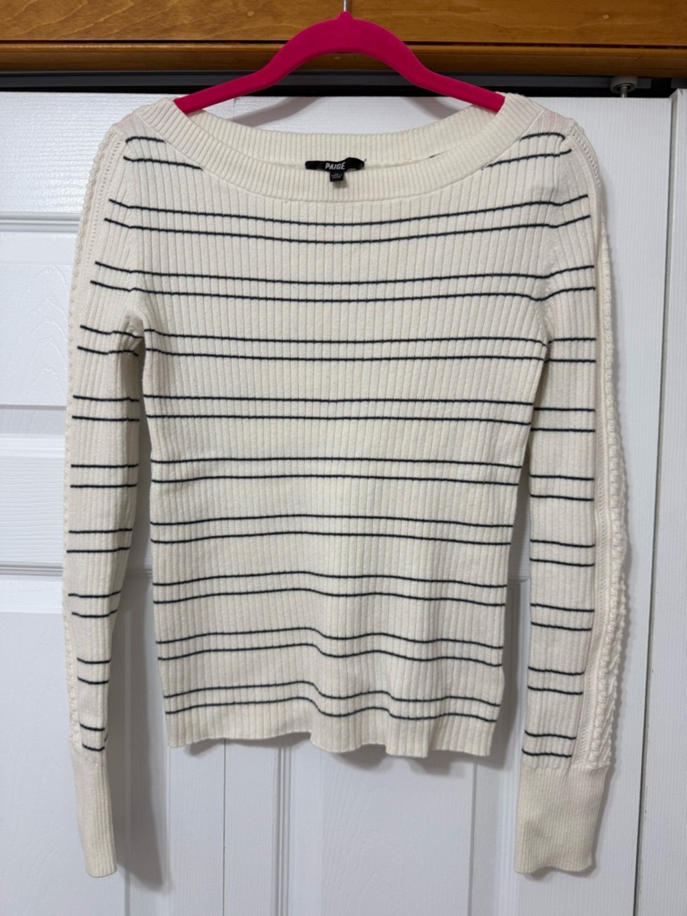 PAIGE Ribbed Striped Sweater – Organic Cotton & Silk Blend (Size M)